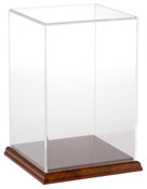 Plymor Clear Acrylic Display Case with Hardwood Base, 6" W x 6" D x 9" H