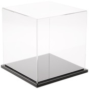 Plymor Clear Acrylic Display Case with Black Base, 7" x 7" x 7"