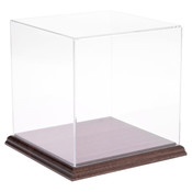 Plymor Clear Acrylic Display Case with Hardwood Base, 7" W x 7" D x 7" H