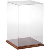 Plymor Clear Acrylic Display Case with Hardwood Base, 8" W x 8" D x 12" H