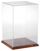 Plymor Clear Acrylic Display Case with Hardwood Base, 8" W x 8" D x 12" H