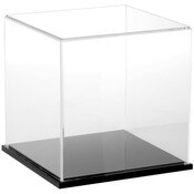 Plymor Clear Acrylic Display Case with Black Base, 8" x 8" x 8"