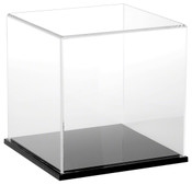 Plymor Clear Acrylic Display Case with Black Base, 8" x 8" x 8"