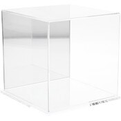 Plymor Clear Acrylic Display Case with Clear Base (Mirror Back), 8" x 8" x 8"