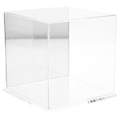 Plymor Clear Acrylic Display Case with Clear Base (Mirror Back), 8" x 8" x 8"