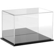 Plymor Clear Acrylic Display Case with Black Base (Mirror Back), 9" W x 6" D x 6" H