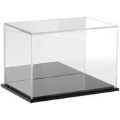 Plymor Clear Acrylic Display Case with Black Base (Mirror Back), 9" W x 6" D x 6" H