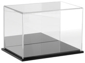 Plymor Clear Acrylic Display Case with Black Base (Mirror Back), 9" W x 6" D x 6" H