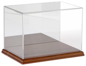 Plymor Clear Acrylic Display Case with Hardwood Base (Mirror Back), 9" W x 6" D x 6" H
