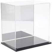 Plymor Clear Acrylic Display Case with Black Base (Mirror Back), 9" W x 6" D x 9" H
