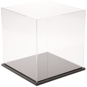 Plymor Clear Acrylic Display Case with Black Base, 9" x 9" x 9"