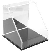 Plymor Clear Acrylic Slanted Front Display Case with Black Base (Mirror Back), 10" x 10" x 10"