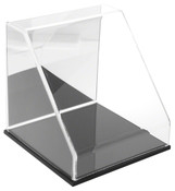 Plymor Clear Acrylic Slanted Front Display Case with Black Base (Mirror Back), 10" x 10" x 10"