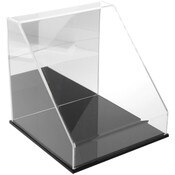 Plymor Clear Acrylic Slanted Front Display Case with Black Base (Mirror Back), 12" x 12" x 12"