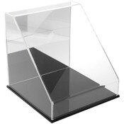 Plymor Clear Acrylic Slanted Front Display Case with Black Base (Mirror Back), 12" x 12" x 12"