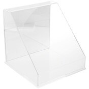 Plymor Clear Acrylic Slanted Front Display Case with Base (Mirror Back), 12" x 12" x 12"