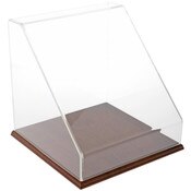 Plymor Clear Acrylic Slanted Front Display Case with Hardwood Base, 12" x 12" x 12"