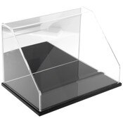 Plymor Clear Acrylic Slanted Front Display Case with Black Base (Mirror Back), 12" W x 8" D x 8" H