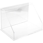 Plymor Clear Acrylic Slanted Front Display Case with Base (Mirror Back), 12" W x 8" D x 8" H
