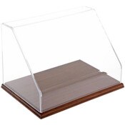 Plymor Clear Acrylic Slanted Front Display Case with Hardwood Base, 12" W x 8" D x 8" H