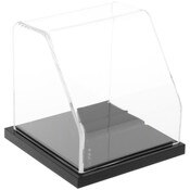 Plymor Clear Acrylic Slanted Front Display Case with Black Base, 4" x 4" x 4"
