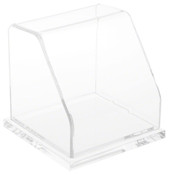 Plymor Clear Acrylic Slanted Front Display Case with Base, 4" x 4" x 4"