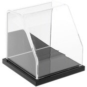 Plymor Clear Acrylic Slanted Front Display Case with Black Base (Mirror Back), 4" x 4" x 4"
