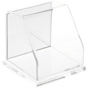 Plymor Clear Acrylic Slanted Front Display Case with Base (Mirror Back), 4" x 4" x 4"