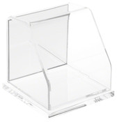 Plymor Clear Acrylic Slanted Front Display Case with Base (Mirror Back), 4" x 4" x 4"