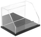 Plymor Clear Acrylic Slanted Front Display Case with Black Base (Mirror Back), 6" W x 4" D x 4" H