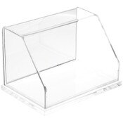 Plymor Clear Acrylic Slanted Front Display Case with Base (Mirror Back), 6" W x 4" D x 4" H