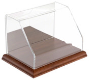 Plymor Clear Acrylic Slant Front Display Case with Hardwood Base (Mirror Back), 6" W x 4" D x 4" H