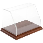 Plymor Clear Acrylic Slanted Front Display Case with Hardwood Base, 6" W x 4" D x 4" H