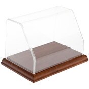 Plymor Clear Acrylic Slanted Front Display Case with Hardwood Base, 6" W x 4" D x 4" H