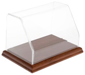 Plymor Clear Acrylic Slanted Front Display Case with Hardwood Base, 6" W x 4" D x 4" H