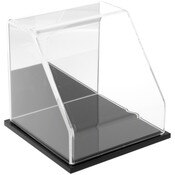 Plymor Clear Acrylic Slanted Front Display Case with Black Base (Mirror Back), 6" x 6" x 6"
