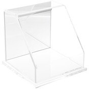 Plymor Clear Acrylic Slanted Front Display Case with Base (Mirror Back), 6" x 6" x 6"