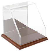 Plymor Clear Acrylic Slanted Front Display Case with Hardwood Base (Mirror Back), 6" x 6" x 6"