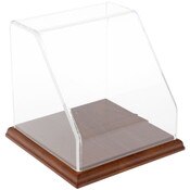Plymor Clear Acrylic Slanted Front Display Case with Hardwood Base, 6" x 6" x 6"