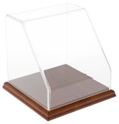 Plymor Clear Acrylic Slanted Front Display Case with Hardwood Base, 6" x 6" x 6"