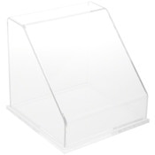 Plymor Clear Acrylic Slanted Front Display Case with Base, 8" x 8" x 8"