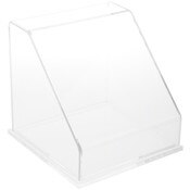 Plymor Clear Acrylic Slanted Front Display Case with Base, 8" x 8" x 8"