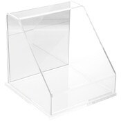 Plymor Clear Acrylic Slanted Front Display Case with Base (Mirror Back), 8" x 8" x 8"