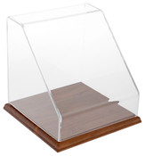 Plymor Clear Acrylic Slanted Front Display Case with Hardwood Base, 8" x 8" x 8"