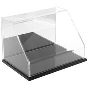 Plymor Clear Acrylic Slanted Front Display Case with Black Base (Mirror Back), 9" W x 6" D x 6" H