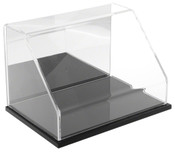 Plymor Clear Acrylic Slanted Front Display Case with Black Base (Mirror Back), 9" W x 6" D x 6" H