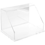Plymor Clear Acrylic Slanted Front Display Case with Base (Mirror Back), 9" W x 6" D x 6" H