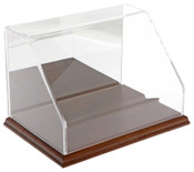 Plymor Clear Acrylic Slant Front Display Case with Hardwood Base (Mirror Back), 9" W x 6" D x 6" H