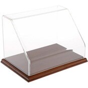 Plymor Clear Acrylic Slanted Front Display Case with Hardwood Base, 9" W x 6" D x 6" H