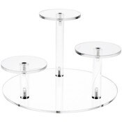 Plymor Clear Acrylic Round 8" Base Riser with 3 Round 3" Display Pedestals, 5" High